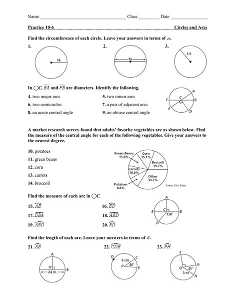 10-6 Practice Circles And Arcs Answer Key Solutions