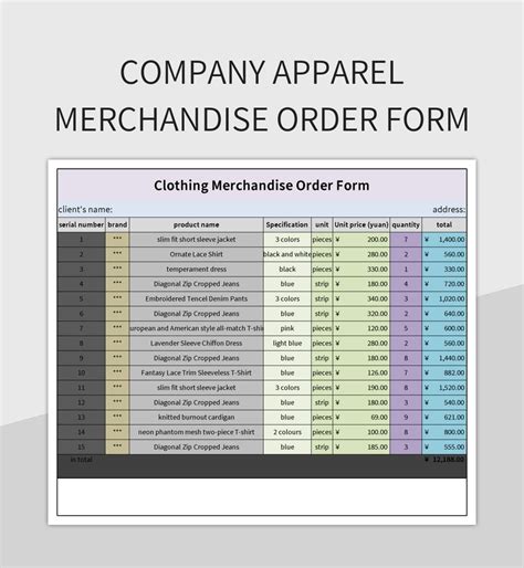 10 Essential Clothing Order Form Templates In Excel