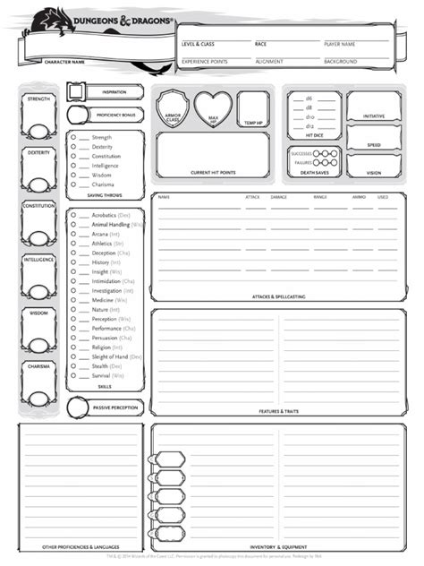 10 Essential Features Of A Dnd 5e Form Fillable Character Sheet