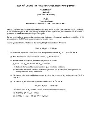 2004 Ap Chem Frq Form B Solutions And Analysis