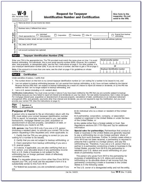 2017 W-9 Form Blank Download And Instructions