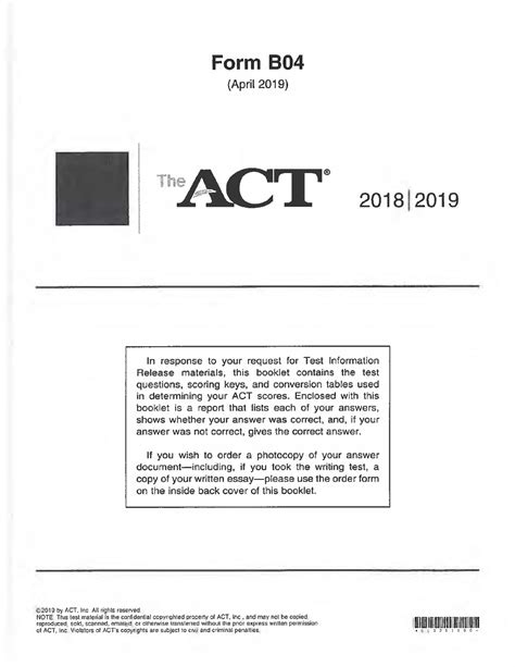 2019 April Act Form B04: Question Types And Strategies