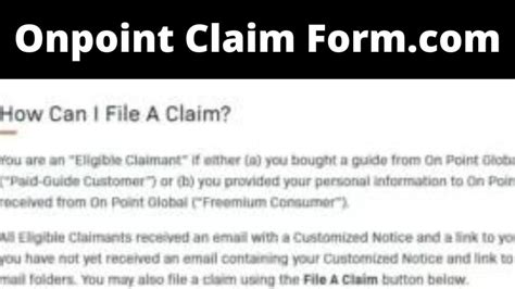 3 Easy Steps To File Onpoint Claim Form Online