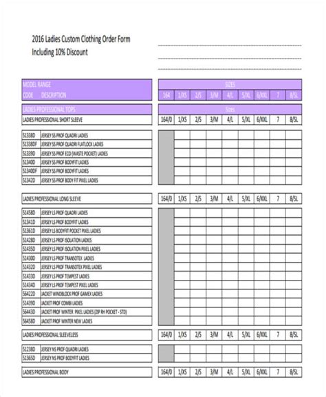 5 Clothing Order Form Templates In Word