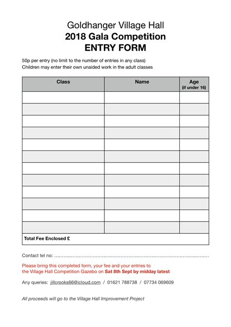 5 Contest Entry Form Templates In Word