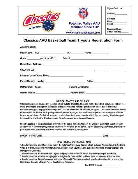 5 Easy Basketball Registration Form Templates