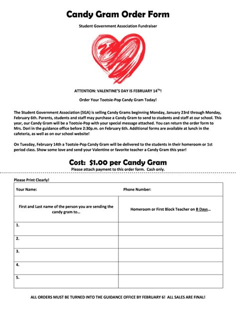 5 Easy Candy Gram Order Form Templates