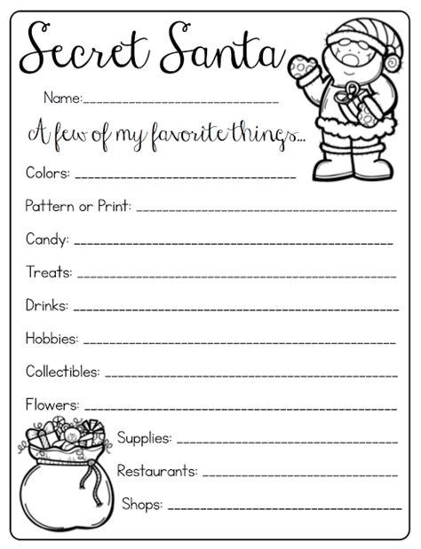 5 Easy Fillable Secret Santa Form Ideas