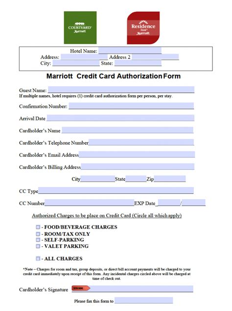 5 Easy Steps Marriott Credit Card Authorization Form