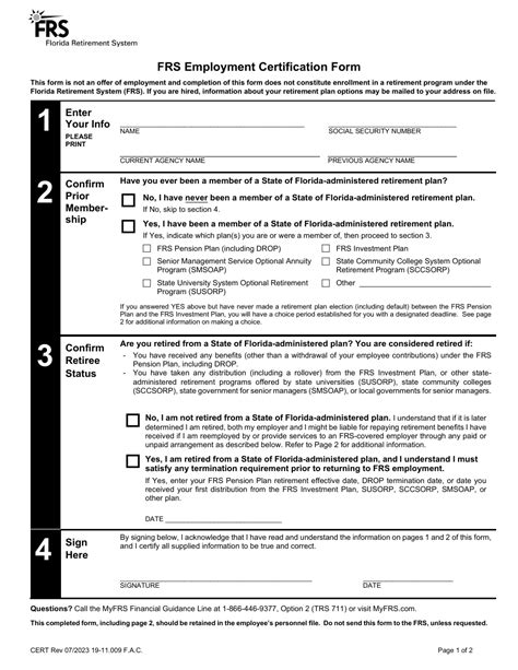 5 Easy Steps To Complete Frs Employment Certification Form