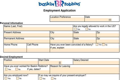 5 Easy Steps To Fill Baskin Robbins Application Form