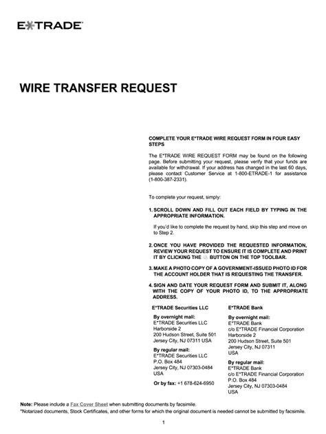 5 Easy Steps To Fill Etrade Wire Transfer Form