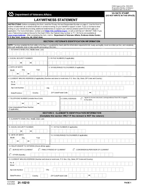 5 Easy Steps To Fill Out Va Form 21-10210