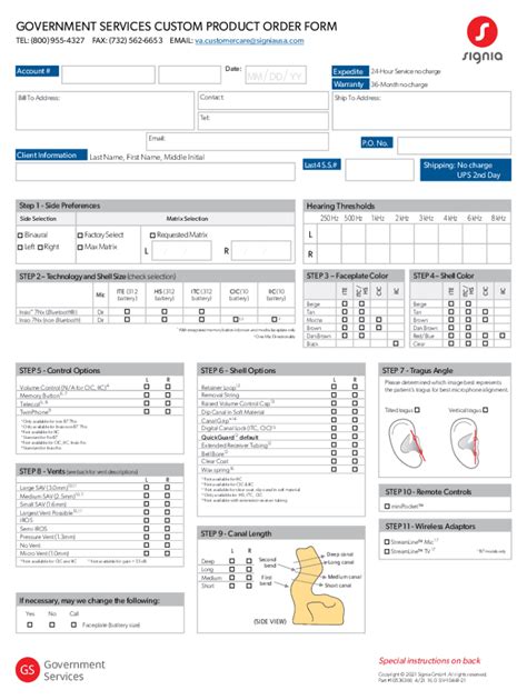 5 Easy Steps To Fill Signia Earmold Order Form