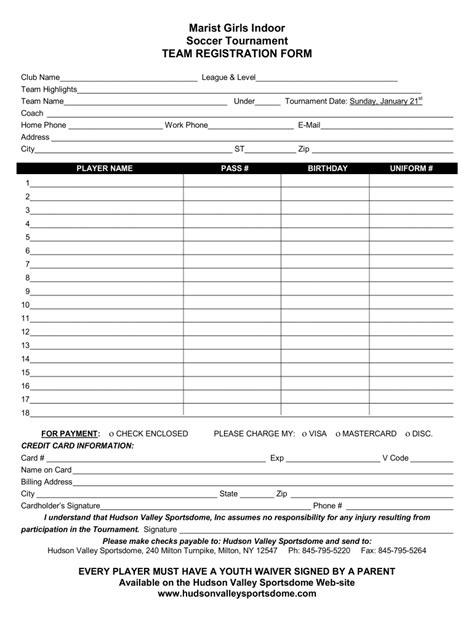 5 Easy Tournament Registration Form Templates In Word