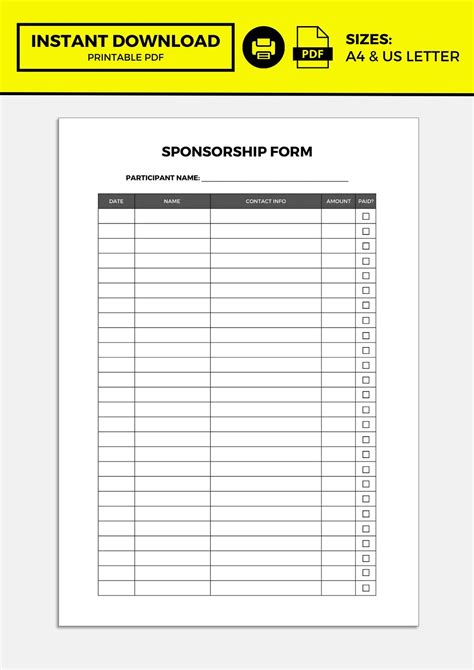 5 Editable Sponsorship Form Templates