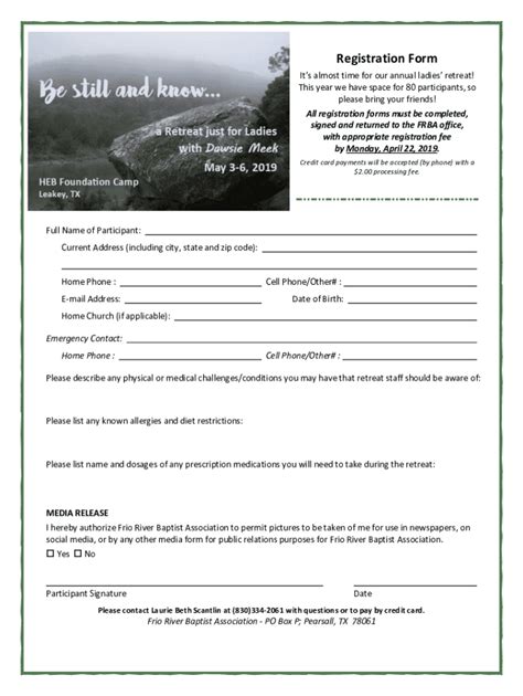 5 Essential Elements Of A Retreat Registration Form Template