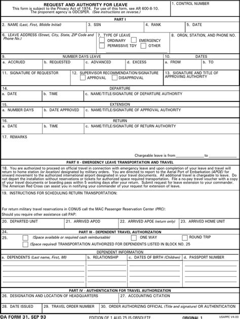 5 Essential Facts About Army Form Da 31