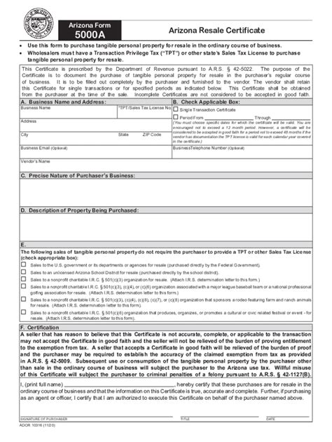 5 Essential Facts About Az Form 5000a