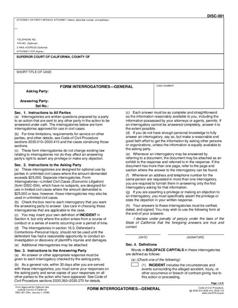 5 Essential Facts About Form Interrogatory 17.1