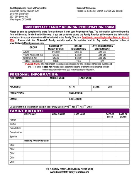 5 Essential Family Reunion Registration Form Templates