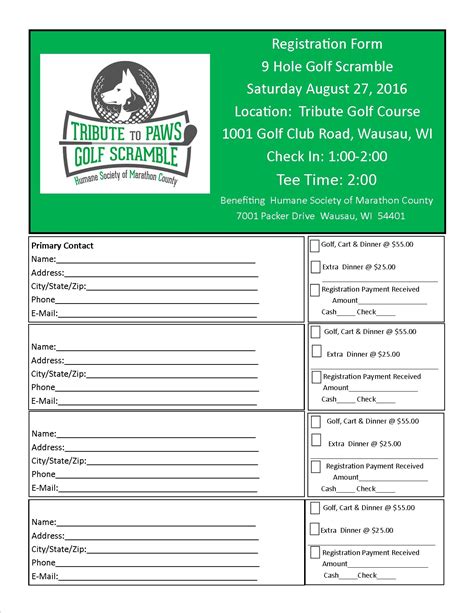 5 Essential Golf Scramble Registration Form Templates