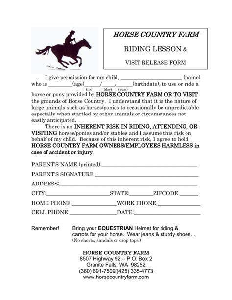 5 Essential Items In A Generic Horse Riding Release Form