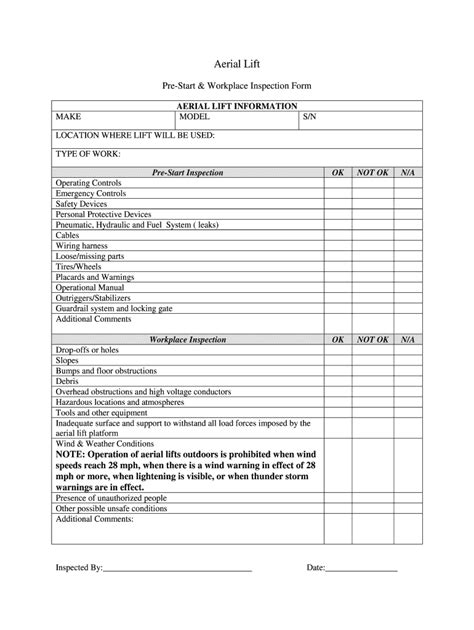 5 Essential Osha Aerial Lift Inspection Form Checks