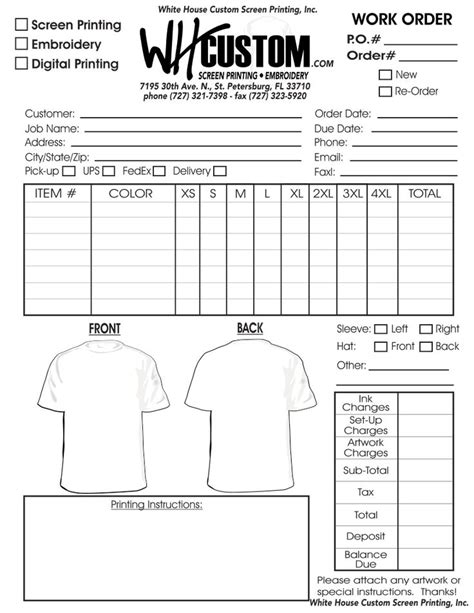 5 Essential Screen Printing Order Form Templates