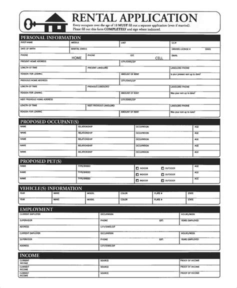 5 Essential Sections Of A Rental Application Form