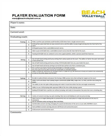 5 Essential Volleyball Tryout Evaluation Form Templates In Excel