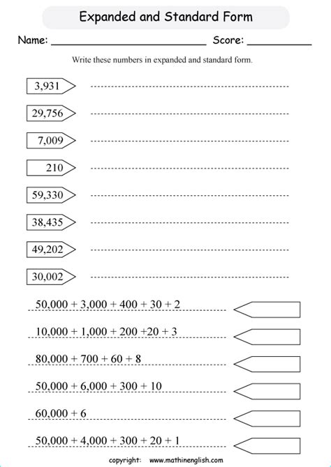 5 Expanded Form Math Worksheets