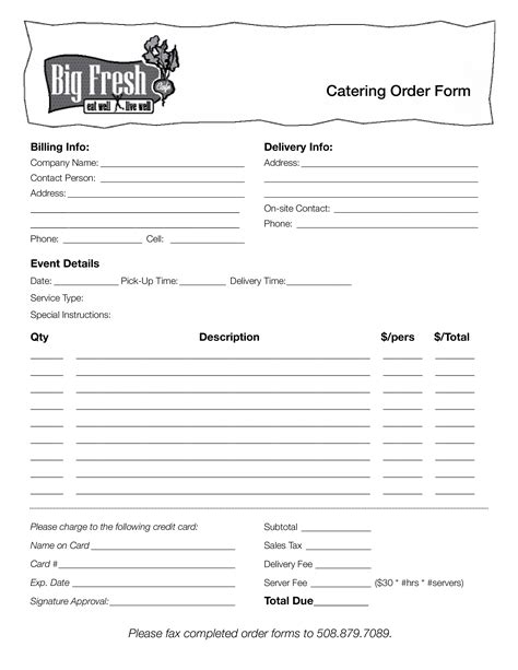 5 Free Catering Order Form Templates In Word