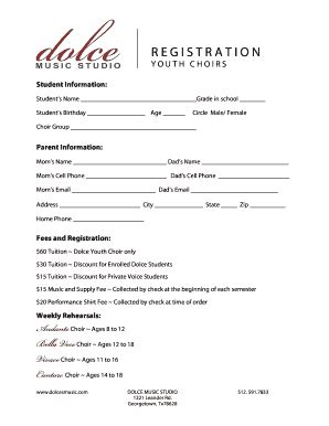 5 Free Choir Registration Form Templates In Word