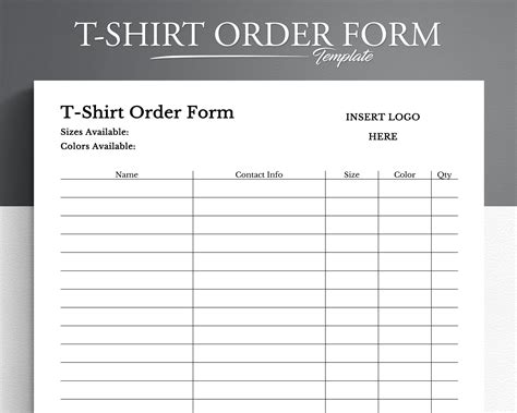 5 Free Excel T-Shirt Order Form Templates