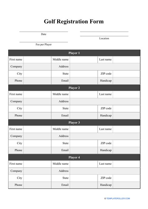 5 Free Golf Registration Form Templates