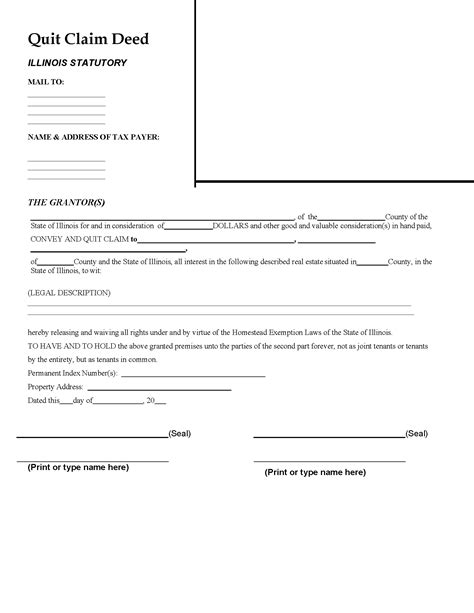 5 Free Illinois Quit Claim Deed Form Templates