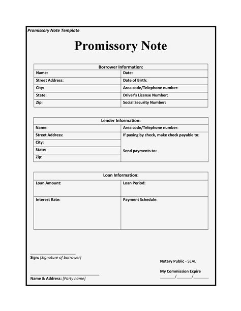 5 Free Printable Promissory Note Templates