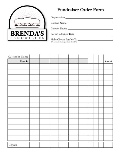 5 Free Sandwich Order Form Templates