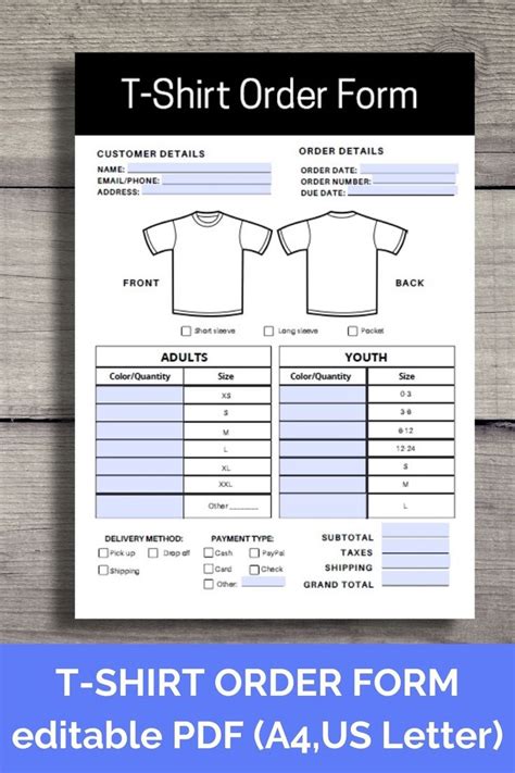 5 Free T Shirt Order Form Templates