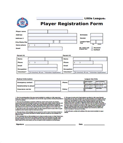 5 Simple Player Registration Form Templates In Word