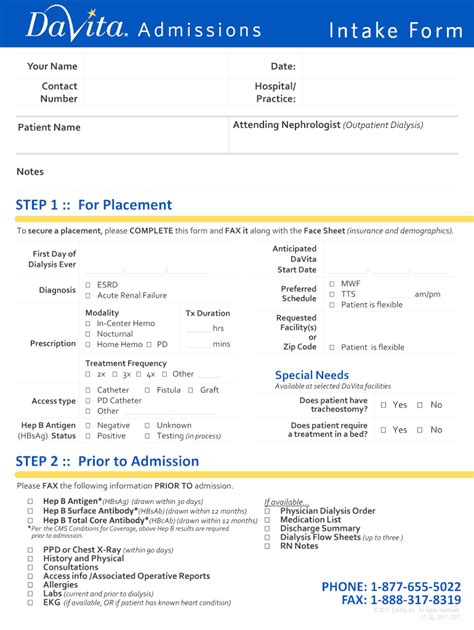 5 Steps To Complete Davita Admissions Intake Form