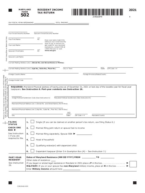 5 Steps To Fill Maryland Tax Form 502