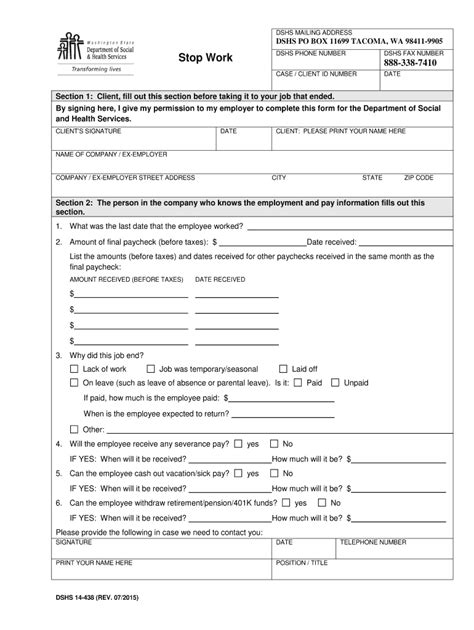 5 Steps To Fill Out A Dshs Stop Work Form