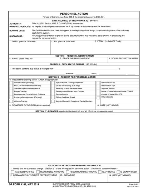 5 Steps To Fill Out Da Form 4187 Army