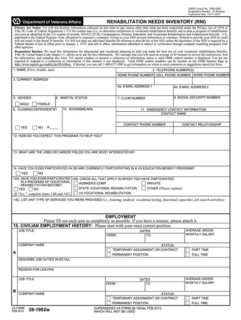 5 Steps To Fill Out Va Form 28-1902w