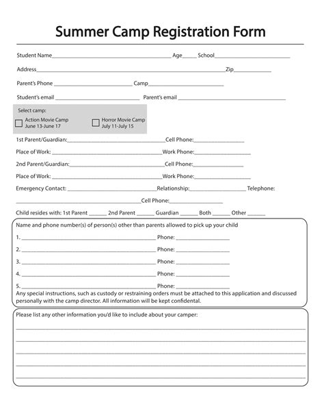 5 Summer Camp Registration Form Essentials