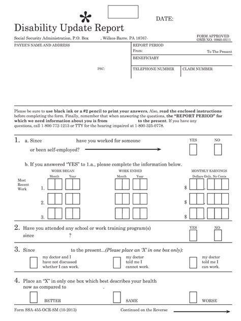 5 Tips For Completing Form Ssa 455 Ocr Sm 10 2013