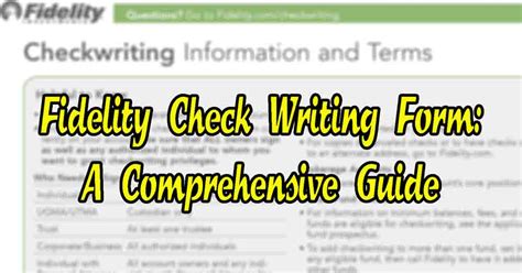 5 Tips For Fidelity Checkwriting Form Optimization