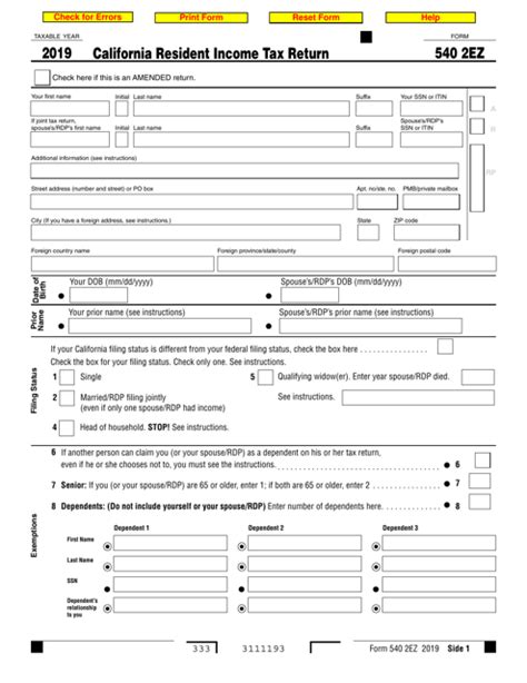 5 Tips For Filing The 540 2ez Tax Form